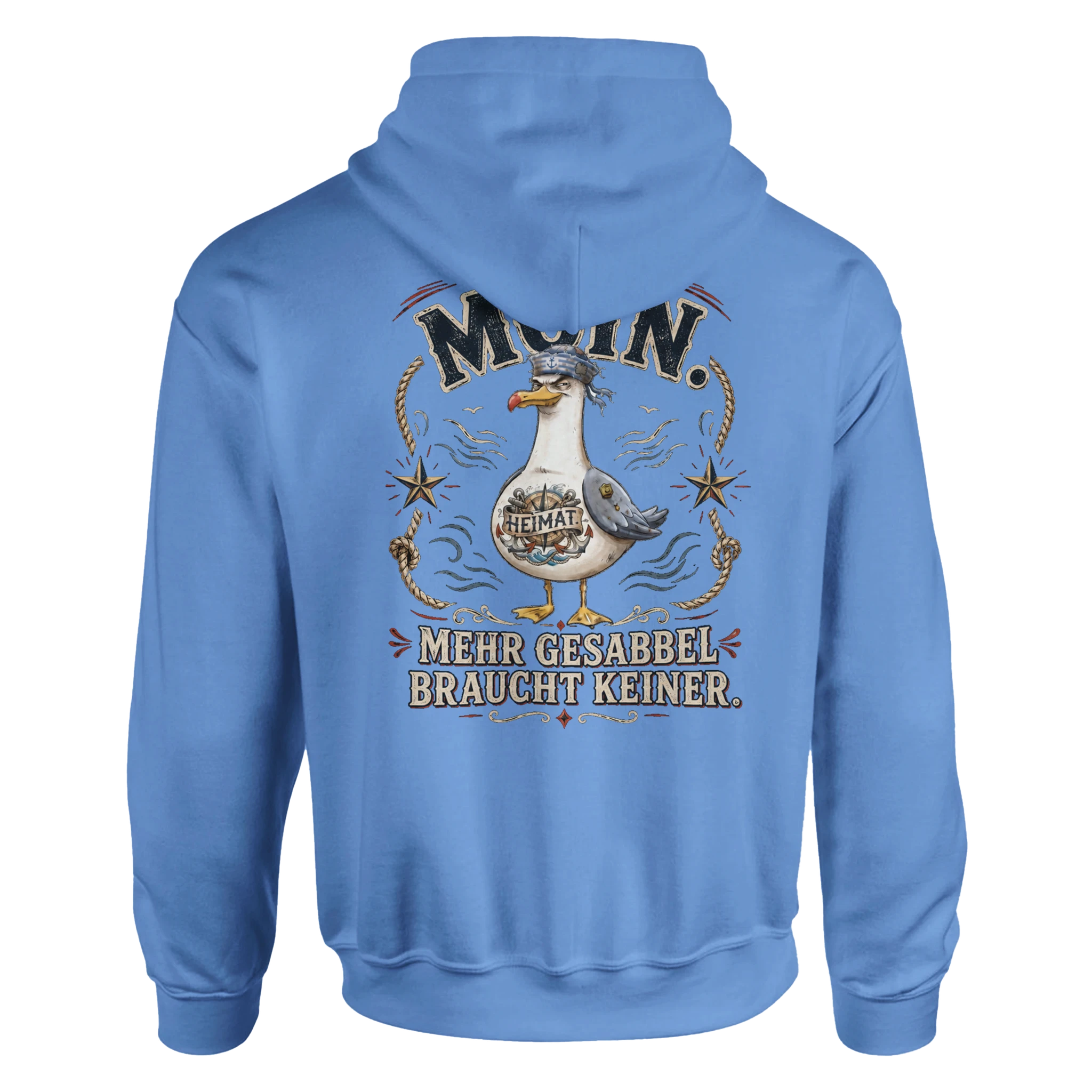 Hoodie in Weiß mit Motiv „Mehr Gesabbel braucht keiner“