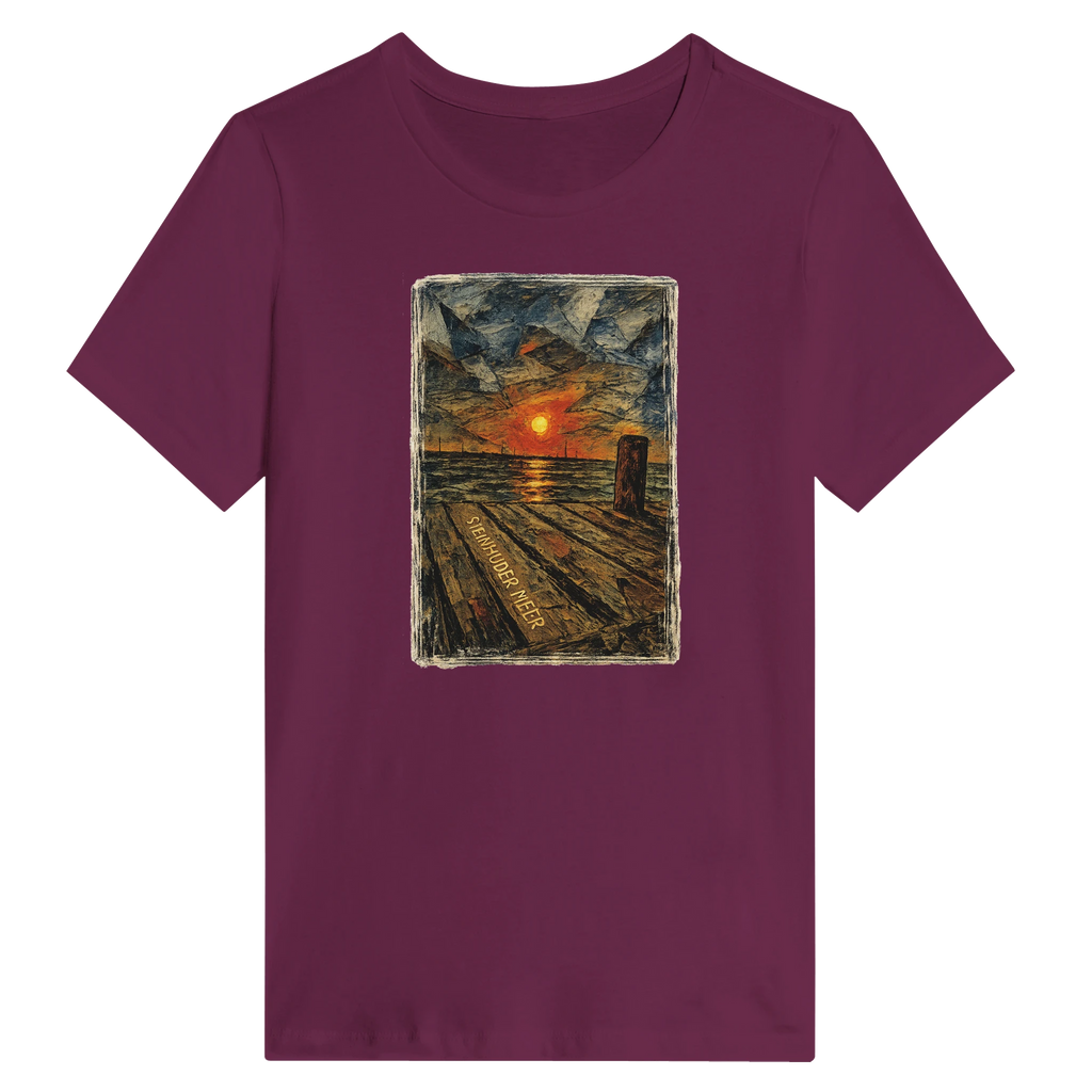 Damen-T-Shirt in Weiß mit Motiv „Steinhuder Meer Kunst“