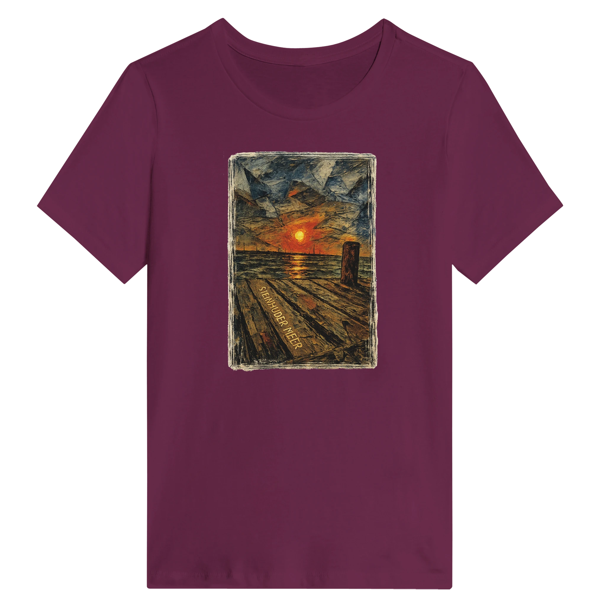 Damen-T-Shirt in Weiß mit Motiv „Steinhuder Meer Kunst“