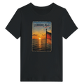 Damen-T-Shirt in Zitronengelb mit Motiv „Flagge und Sunset“