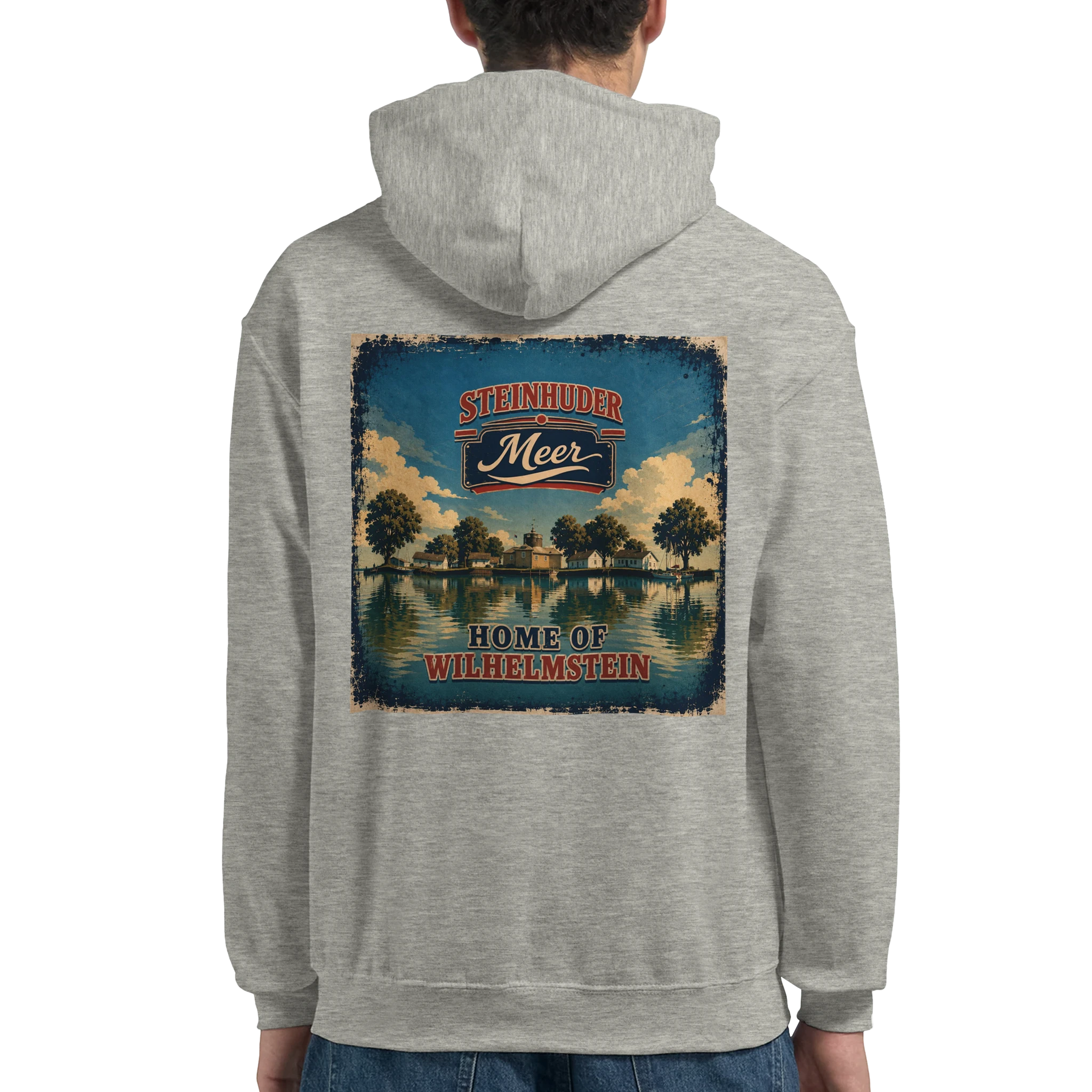 Hoodie in Weiß mit Motiv „Insel Wilhelmstein“