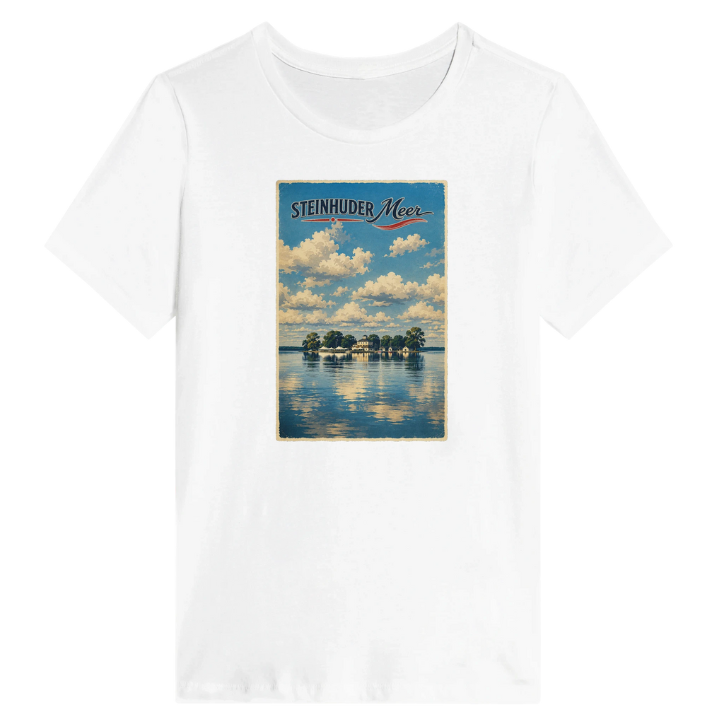 Damen-T-Shirt in Zitronengelb mit Motiv „Wilhelmstein im Steinhuder Meer“