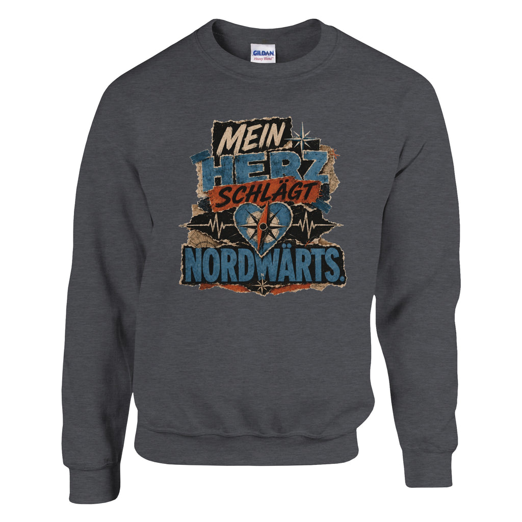 Pullover in Hellrosa mit Motiv „Mein Herz schlägt NORDWÄRTS.“