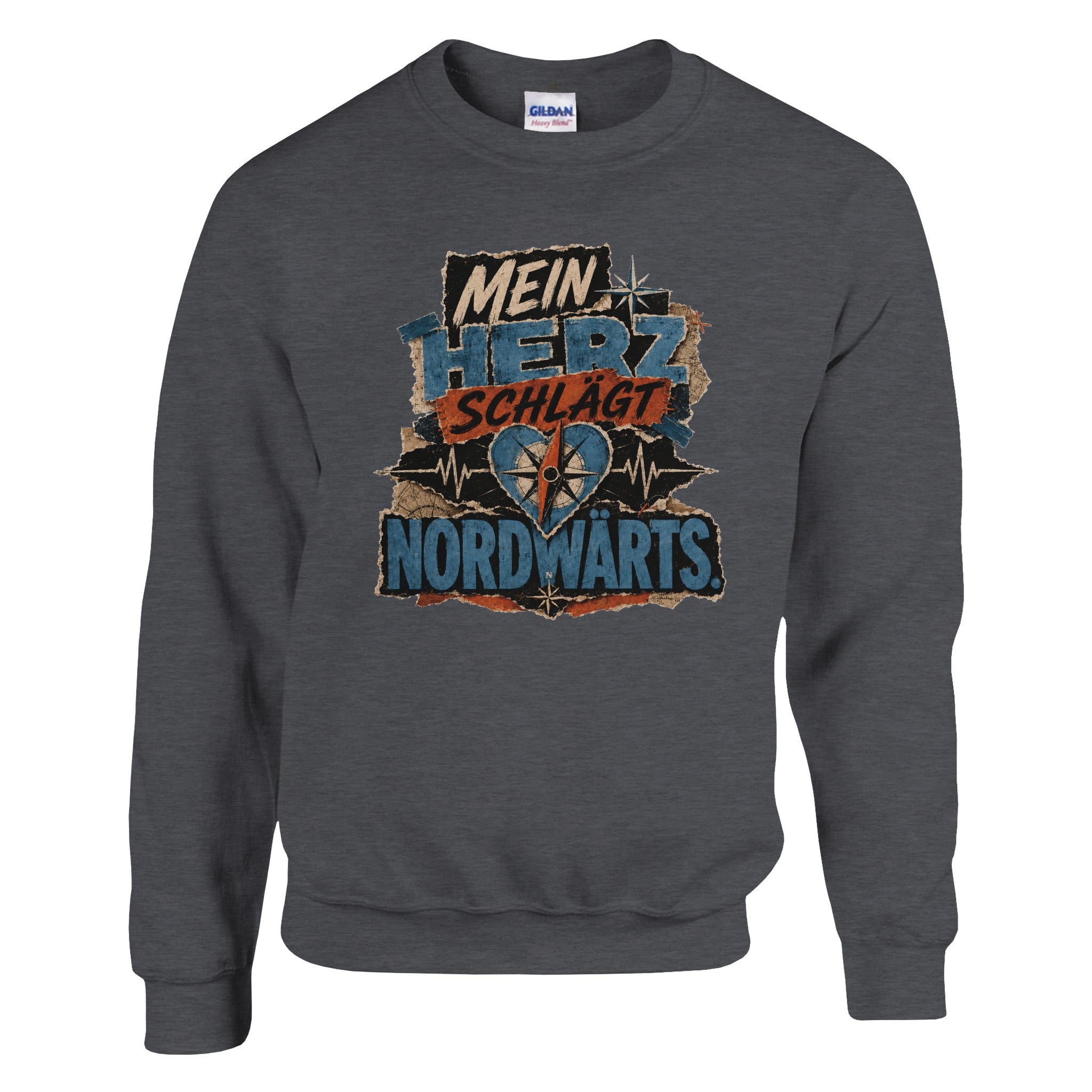 Pullover in Hellrosa mit Motiv „Mein Herz schlägt NORDWÄRTS.“