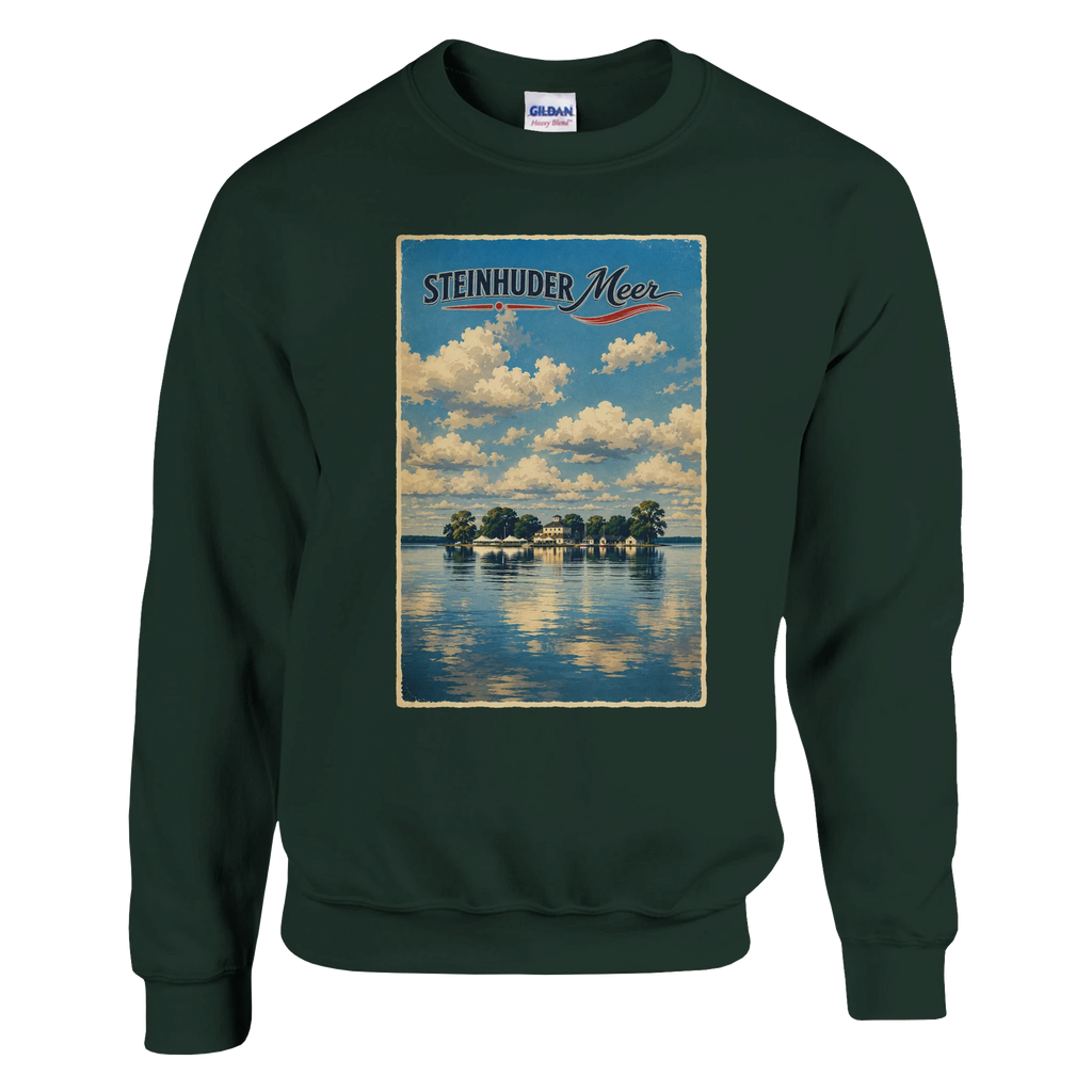 Pullover in Weiß mit Motiv „Wilhelmstein im Steinhuder Meer“