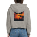 Damen-Hoodie in Pfirsich mit Motiv „Sunset Ratskeller Steg am Steinhuder Meer“