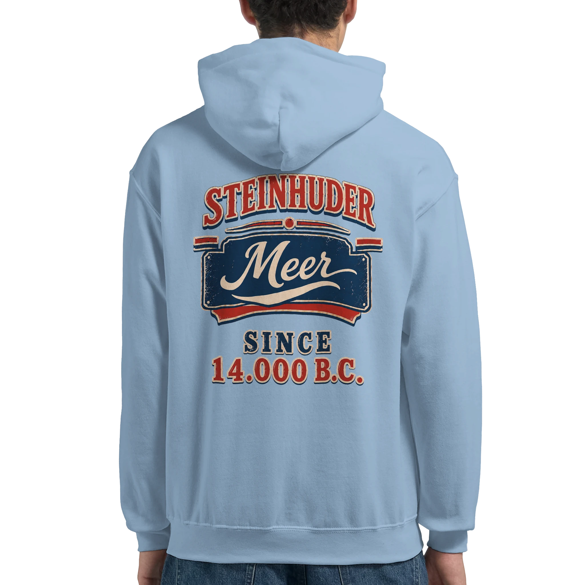 Hoodie in Weiß mit Motiv „Since 14.000 B.C.“