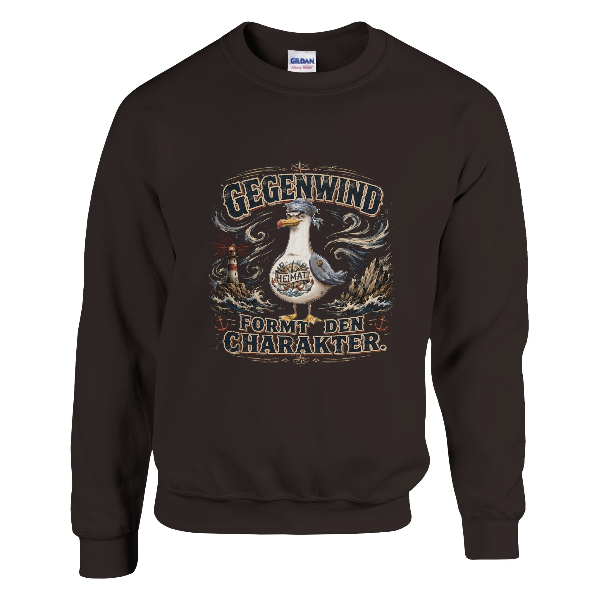 Pullover in Hellrosa mit Motiv „Gegenwind formt den Charakter“