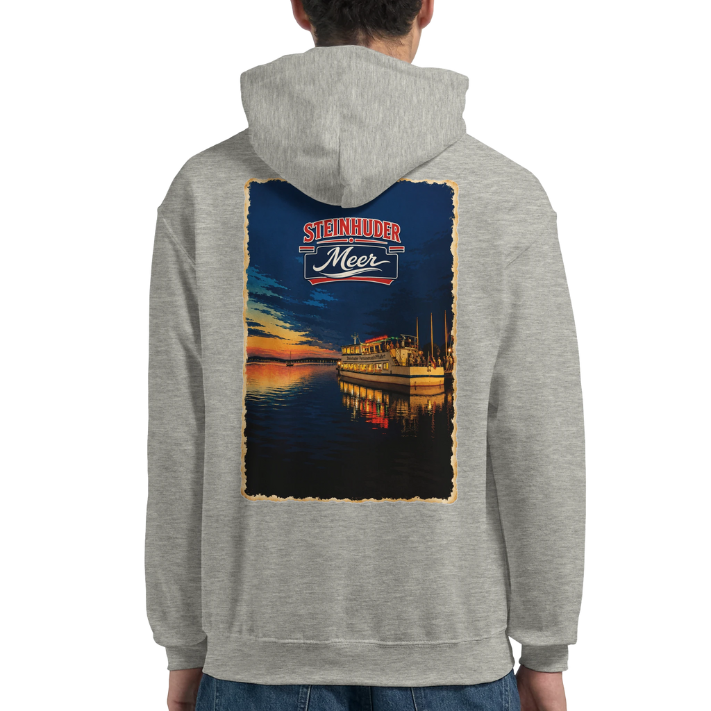 Hoodie in Weiß mit Motiv „MS Steinhude Abendstimmung“