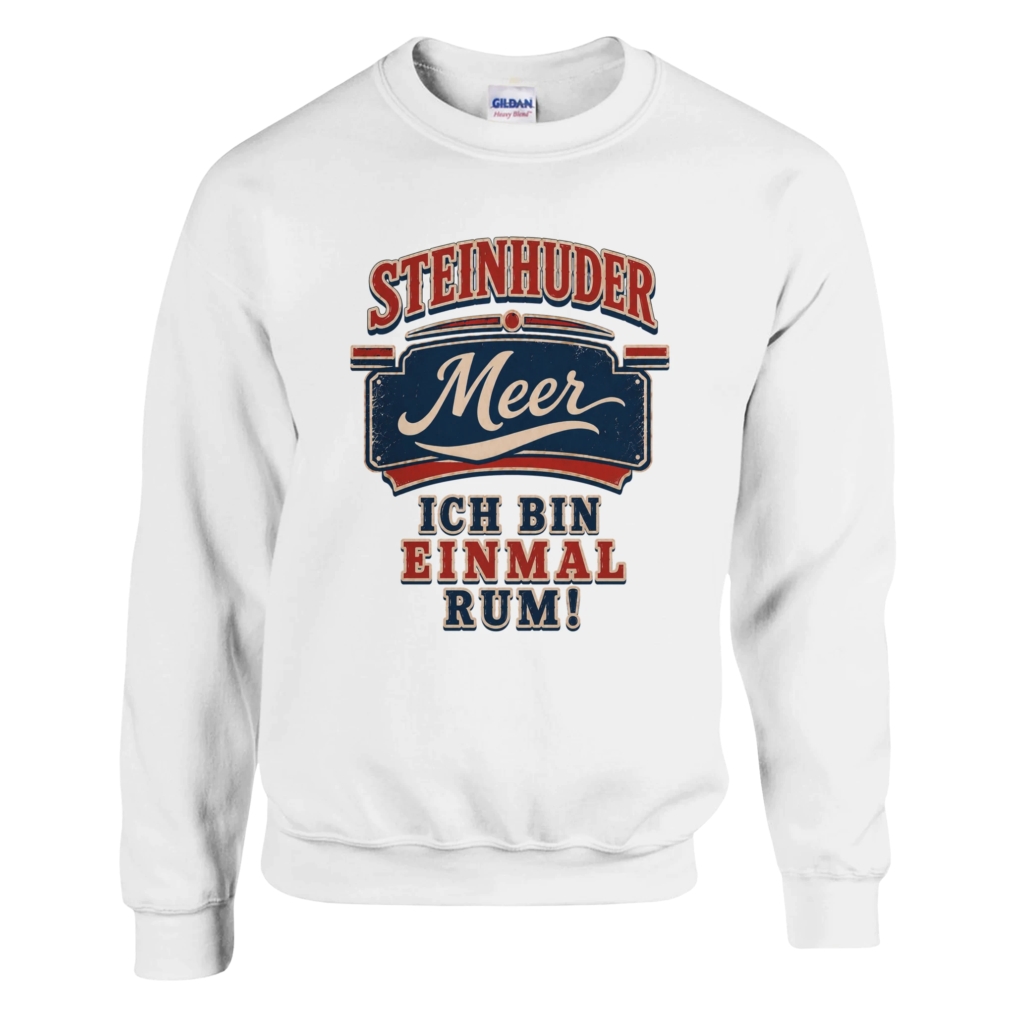 Pullover in Weiß mit Motiv „Ich bin einmal rum“