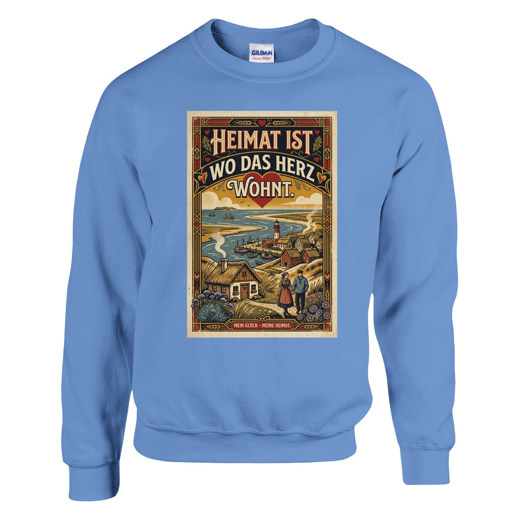 Pullover in Weiß mit Motiv „Heimat ist, wo das Herz wohnt“