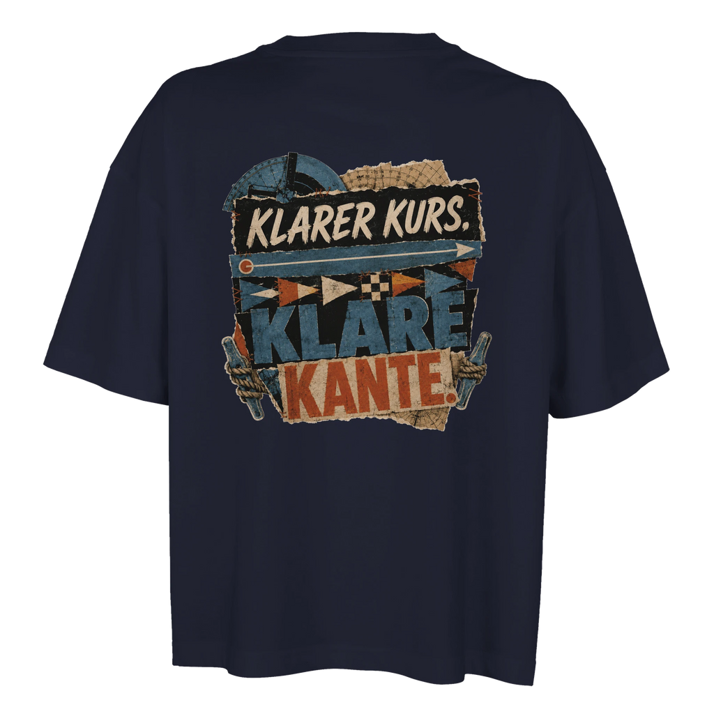 Damen-T-Shirt in Weiß mit Motiv „Klarer Kurs. Klare Kante.“