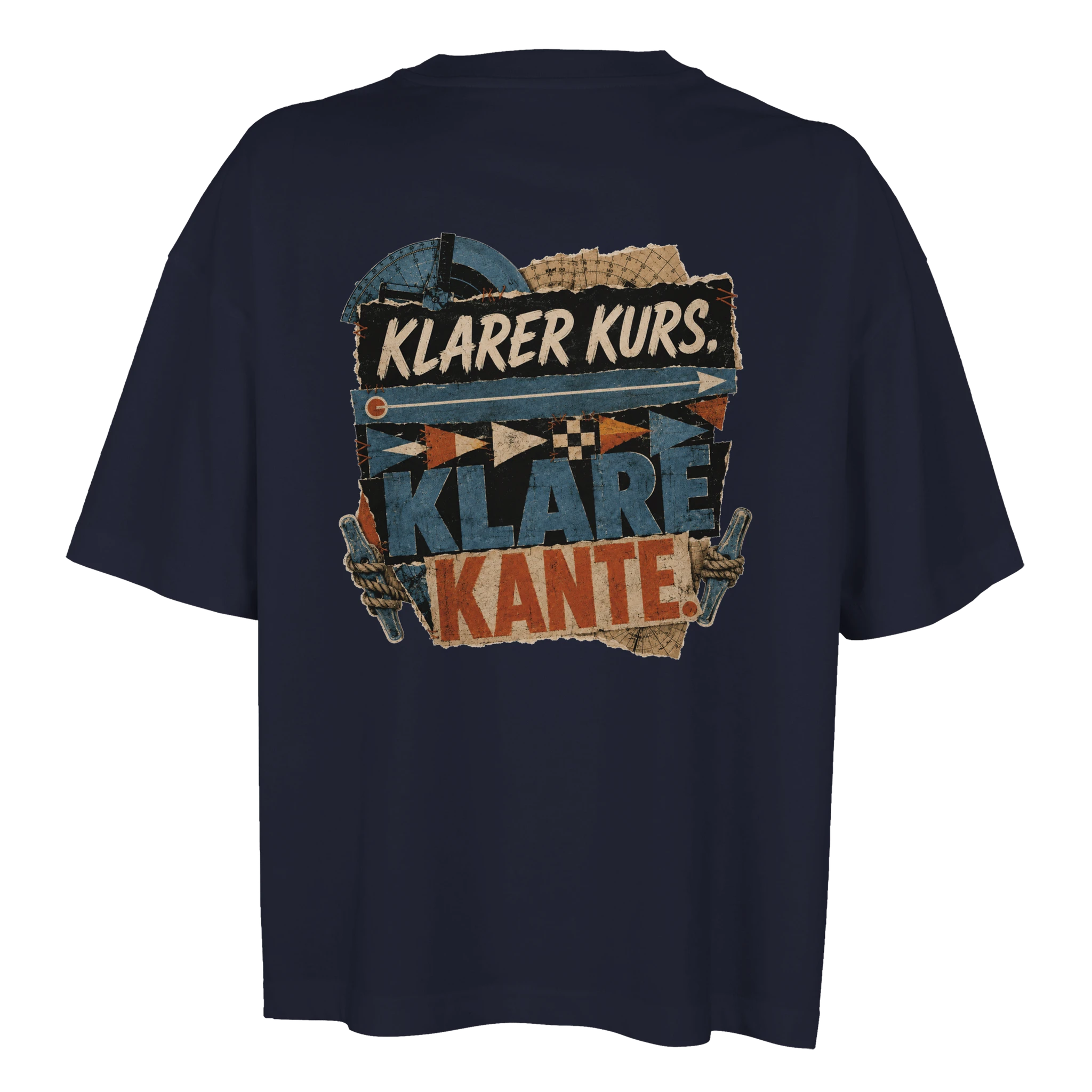 Damen-T-Shirt in Weiß mit Motiv „Klarer Kurs. Klare Kante.“