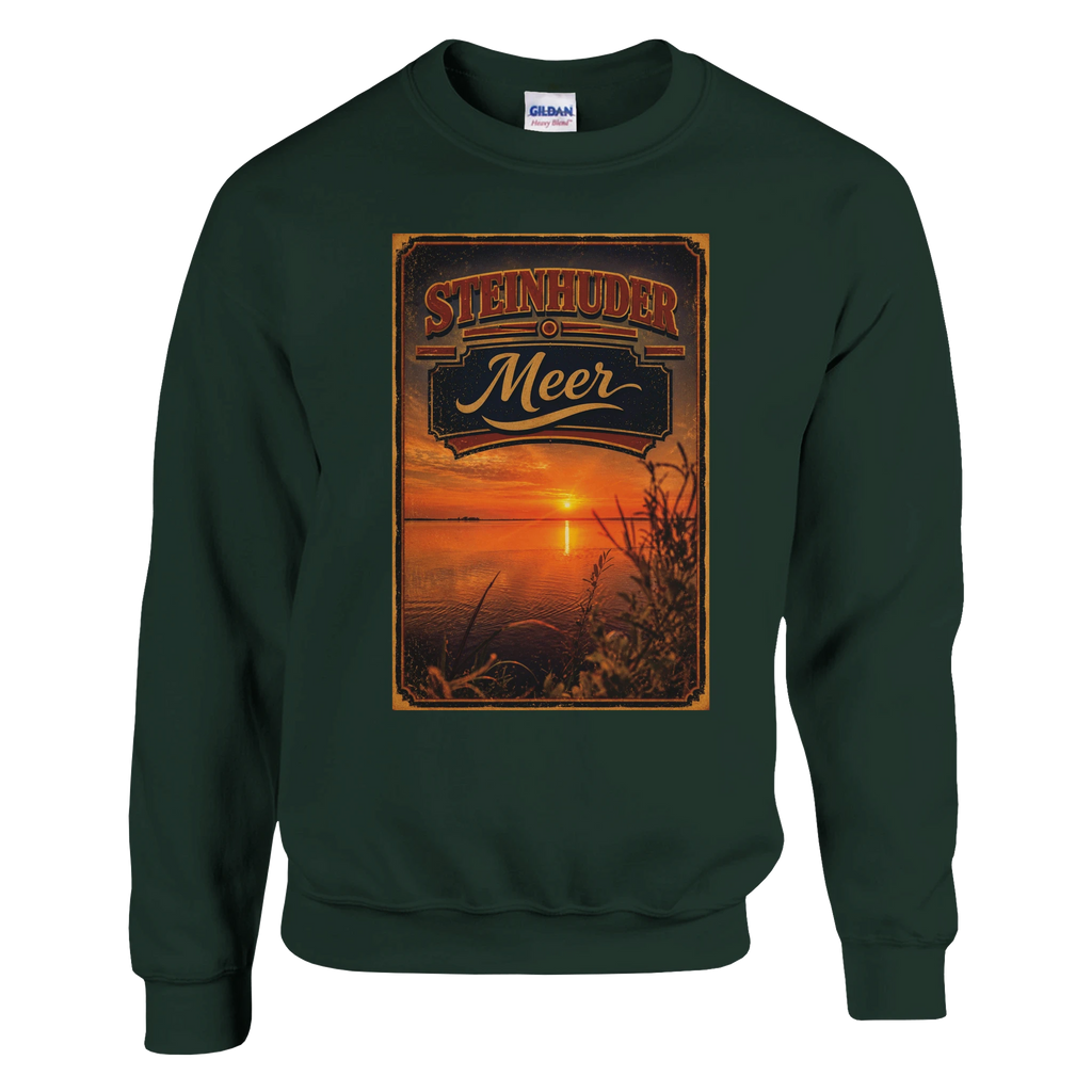 Pullover in Aschgrau mit Motiv „Sunset am Steinhuder Meer“
