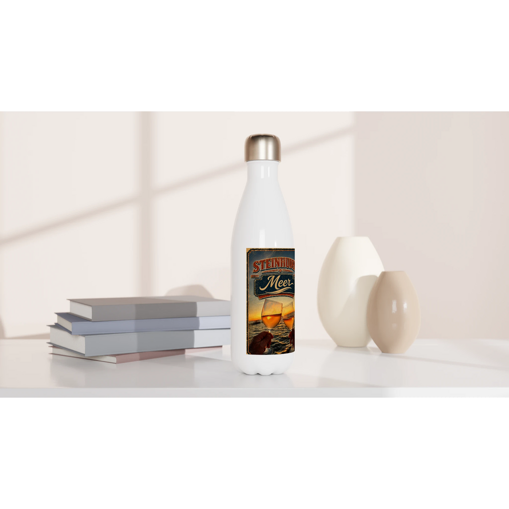 Weiße Edelstahl-Wasserflasche, 500 ml