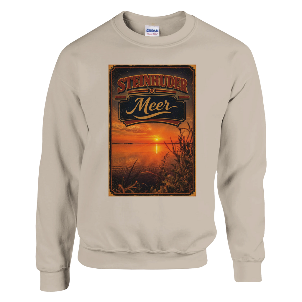 Pullover in Weiß mit Motiv „Sunset am Steinhuder Meer“