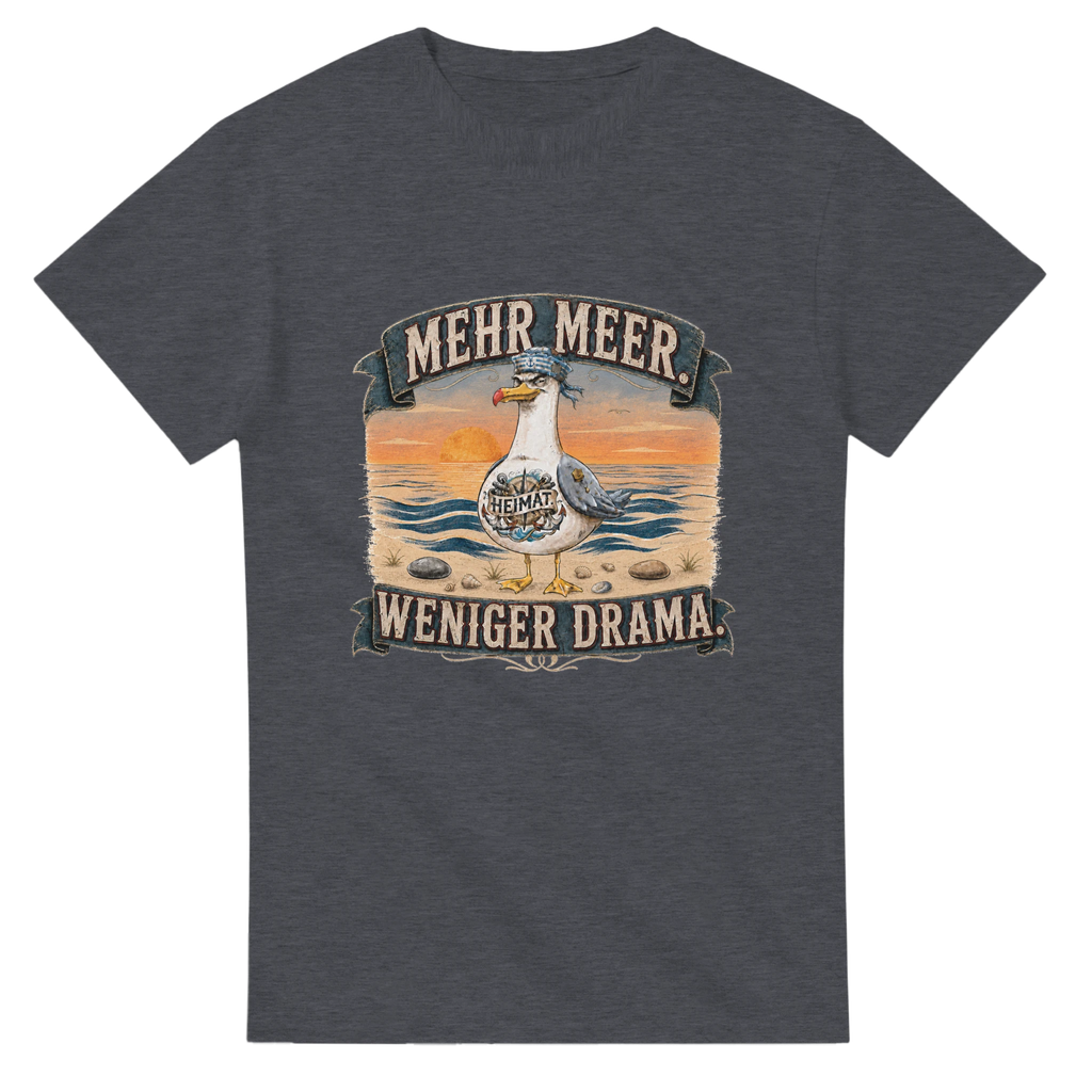 T-Shirt in Weiß mit Motiv „Mehr Meer. Weniger Drama.“