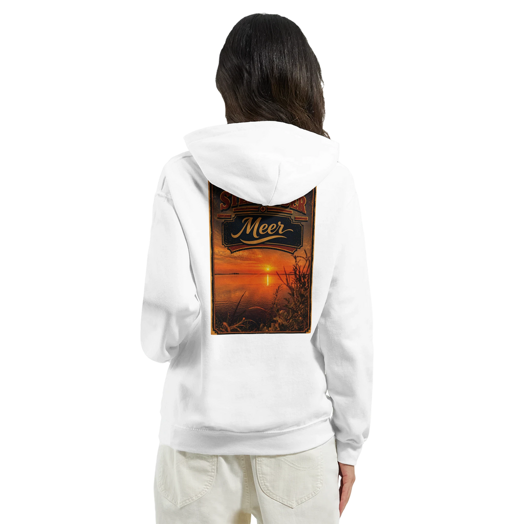 Hoodie in Aschgrau mit Motiv „Sunset am Steinhuder Meer“