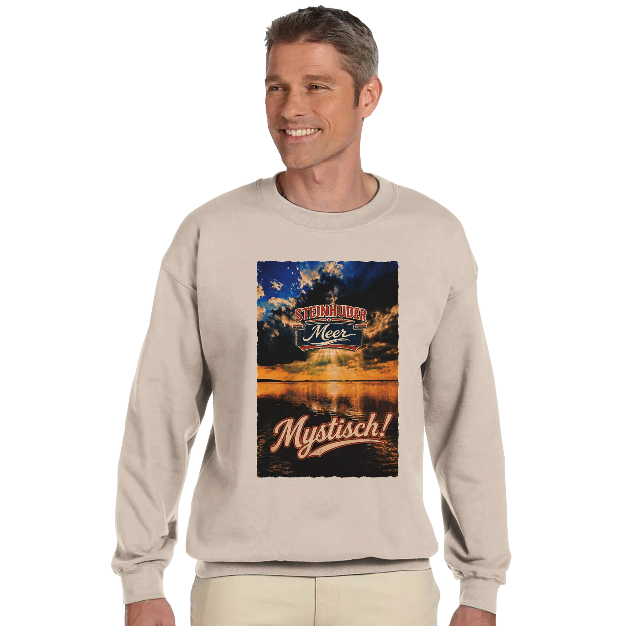 Pullover in Aschgrau mit Motiv „Mystisch“