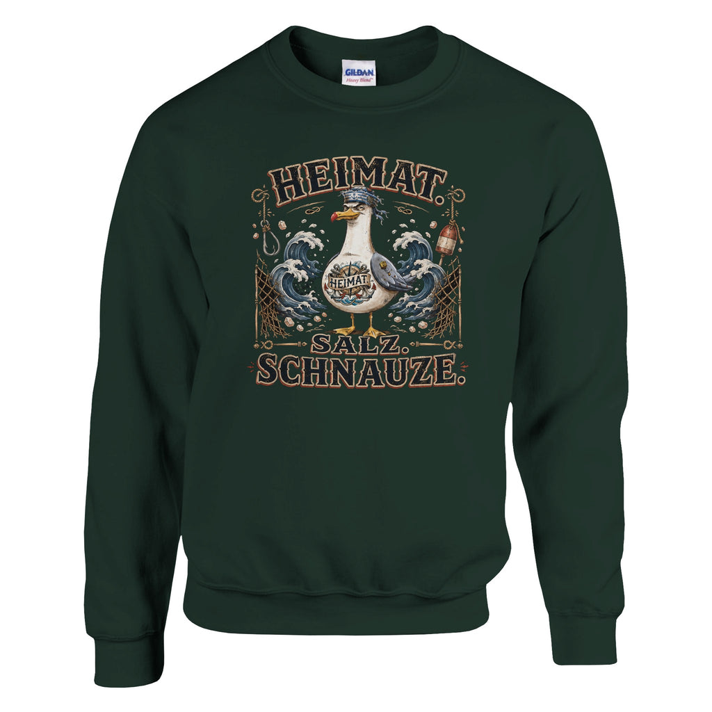 Pullover in Weiß mit Motiv „Heimat Salz Schnauze“