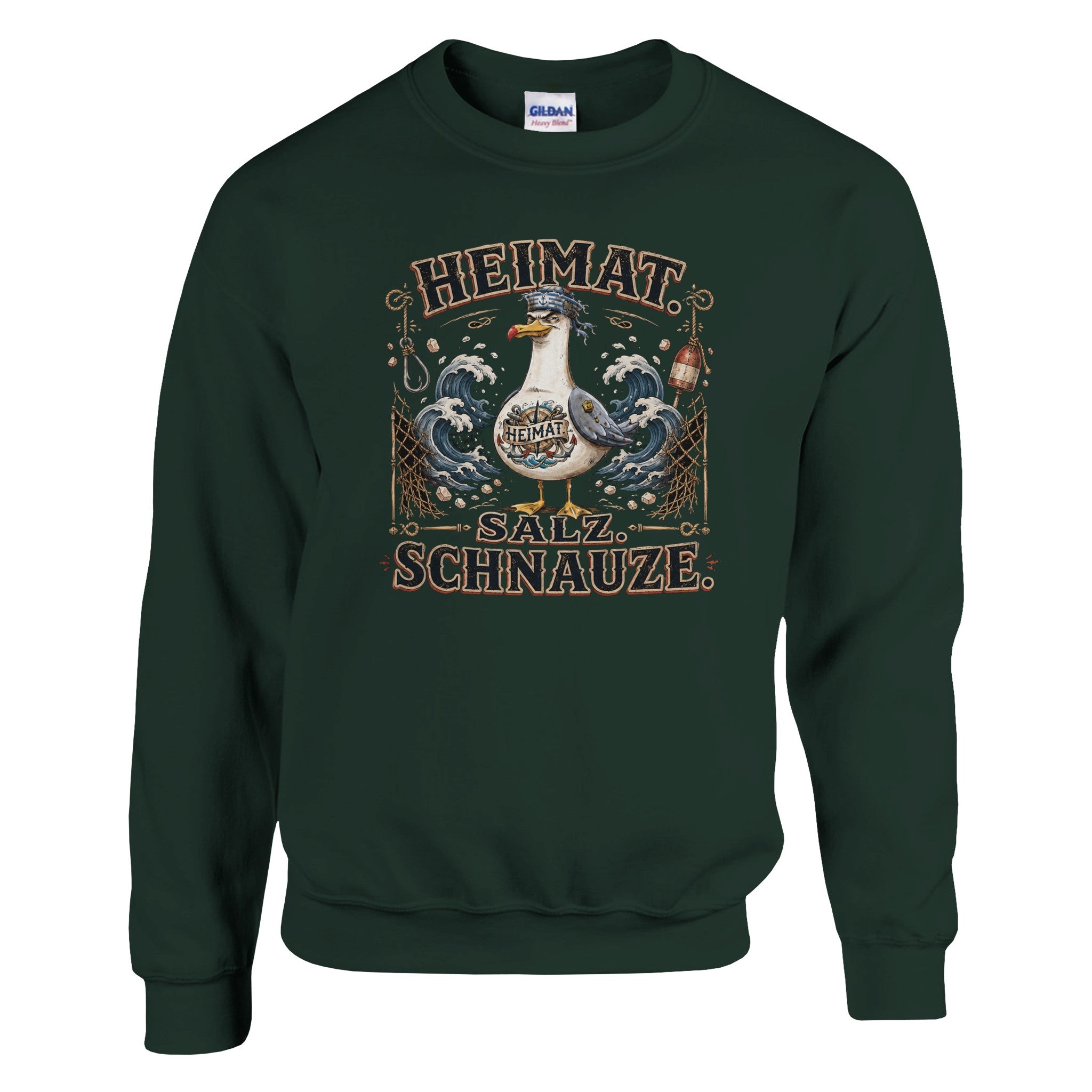 Pullover in Weiß mit Motiv „Heimat Salz Schnauze“