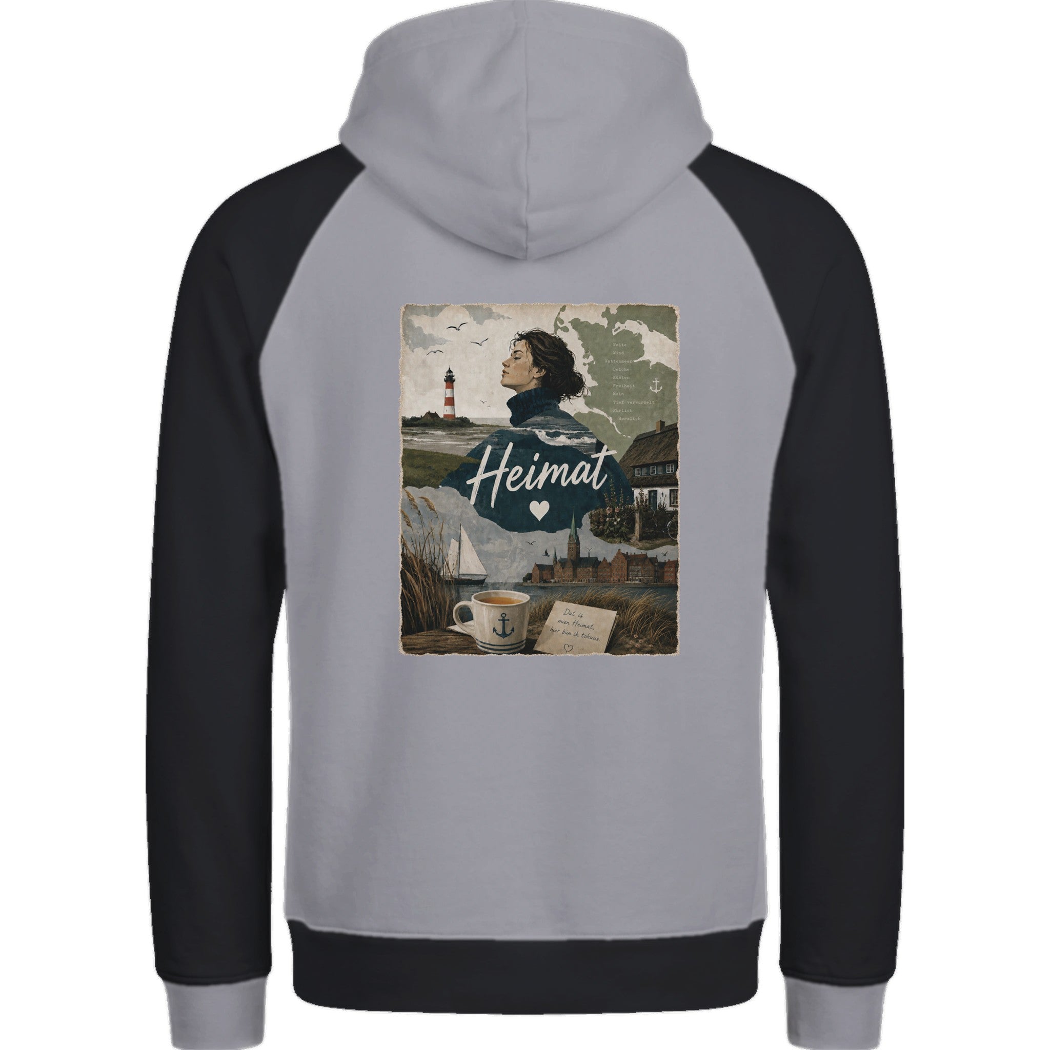 Hoodie in Ton mit Motiv „Heimat mit Herz“