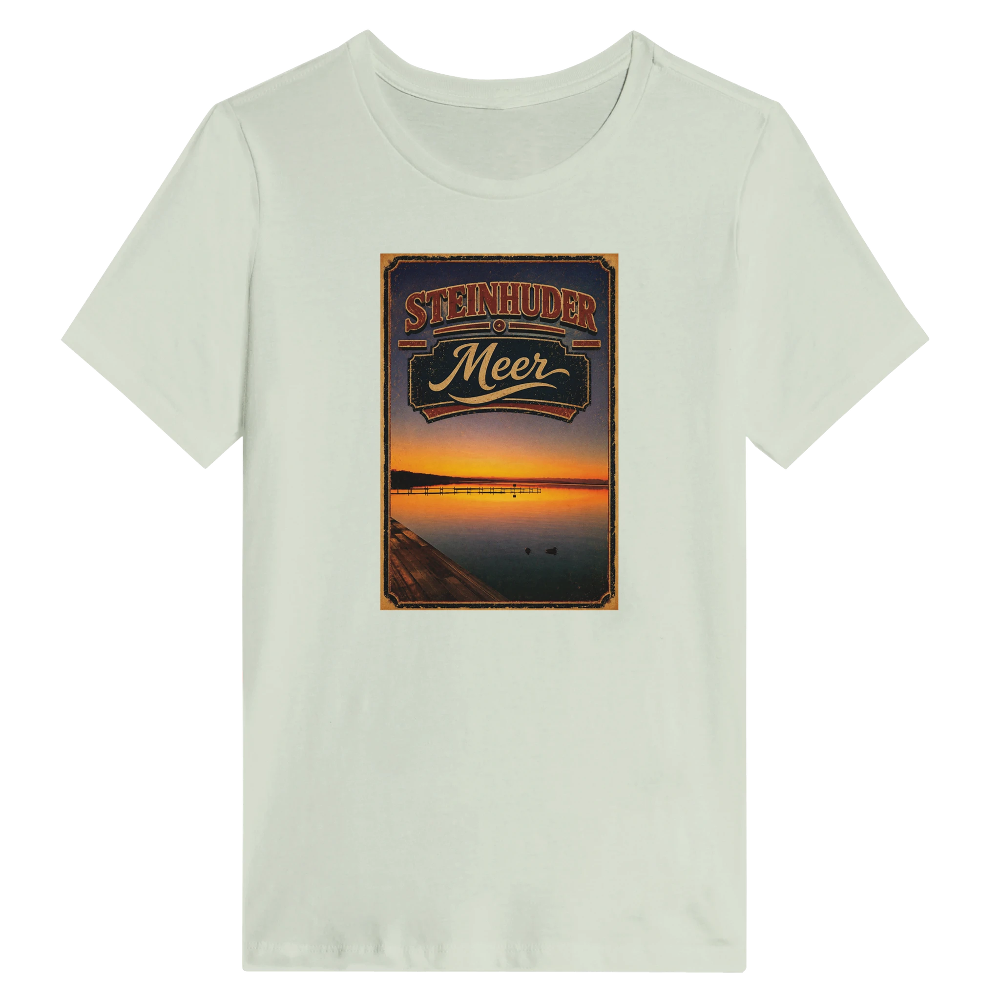 Damen-T-Shirt in Weiß mit Motiv „Steg an der Planke“