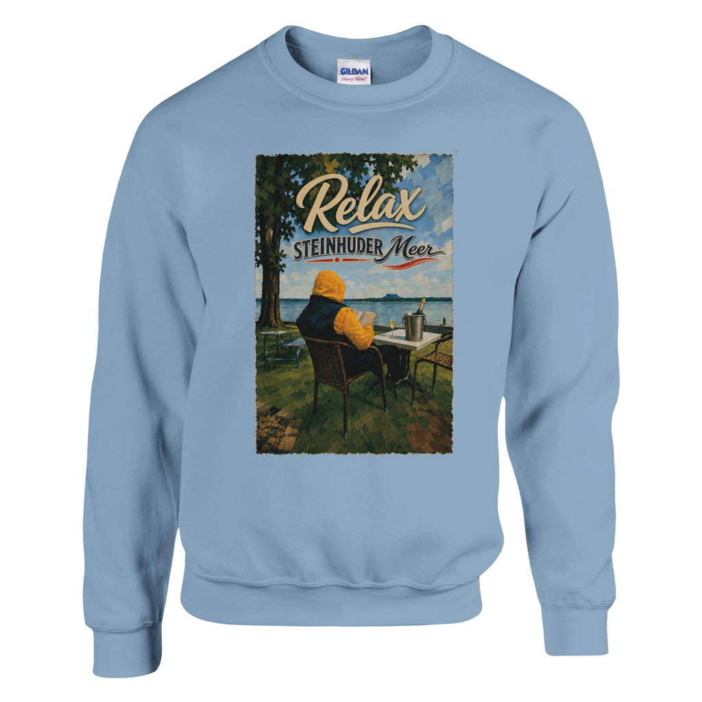 Pullover in Weiß mit Motiv „Relax und Champagner“