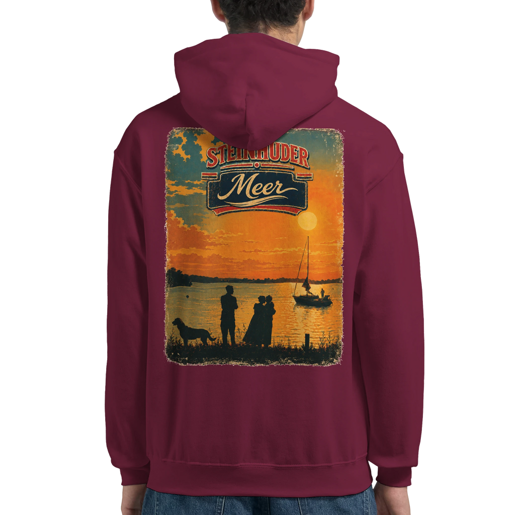 Hoodie in Weiß mit Motiv „Familie beim Sunset“