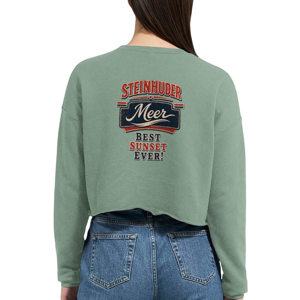 Damen-Pullover in Staubblau mit Motiv „Best Sunset ever!“