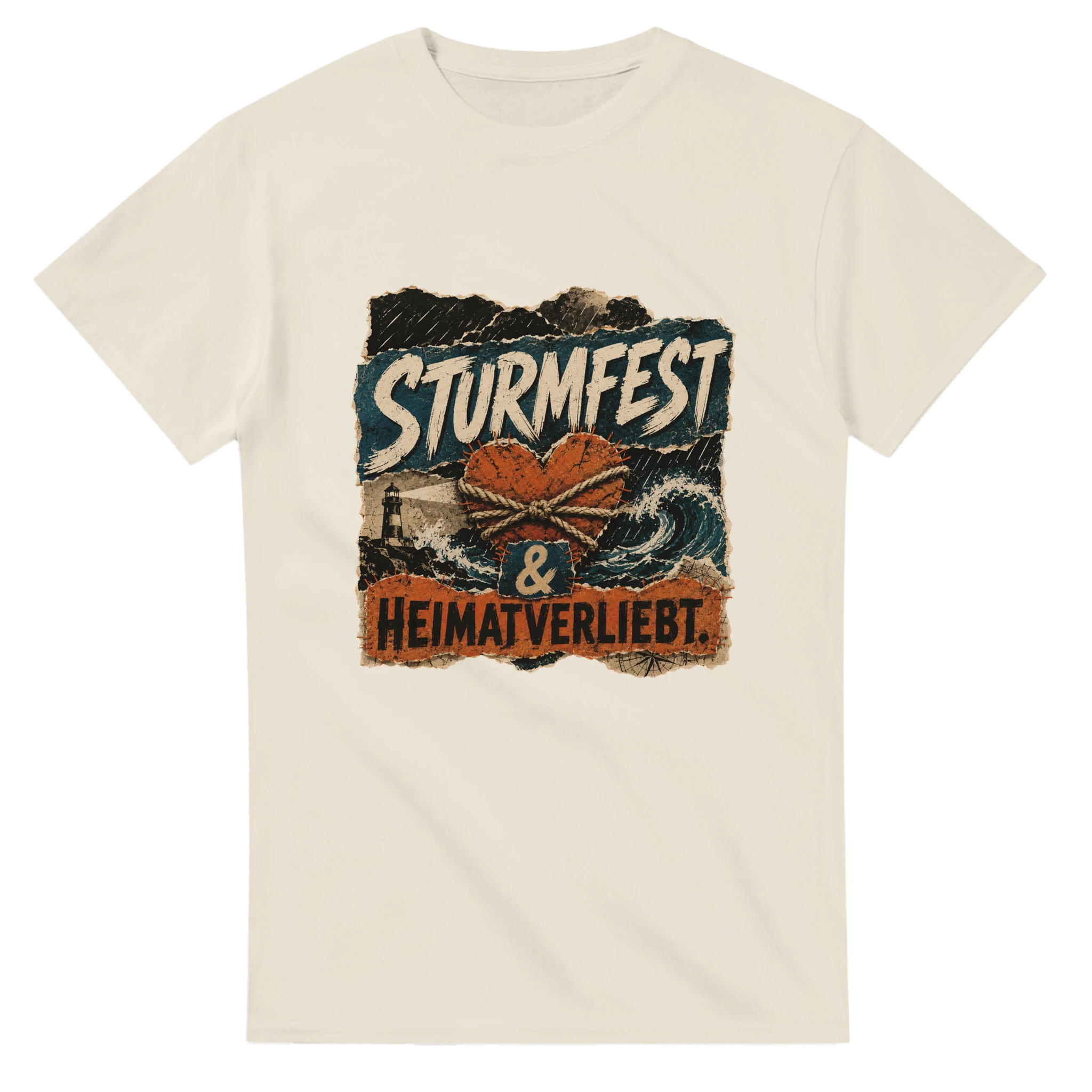 T-Shirt in Weiß mit Motiv „Sturmfest & Heimatverliebt.“