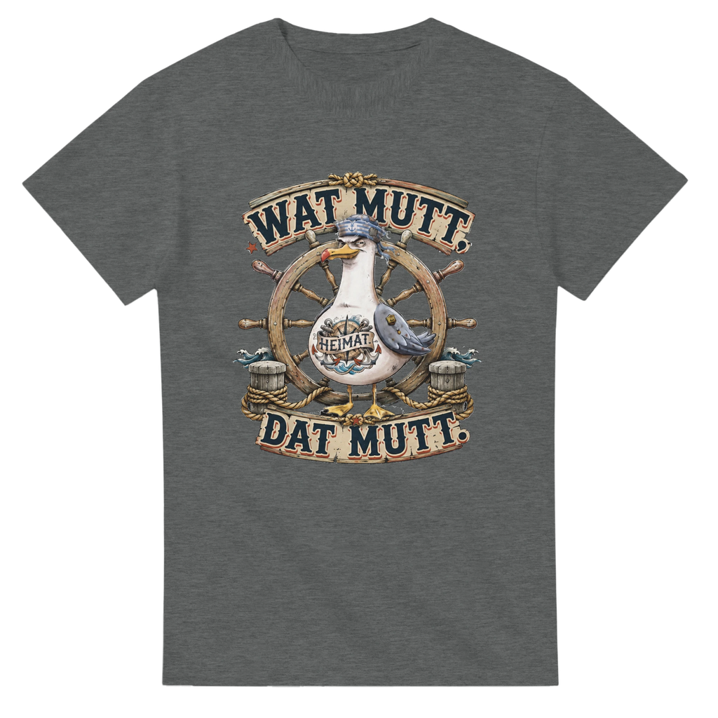 T-Shirt in Natur mit Motiv „Wat Mutt, Dat Mutt. Möwe“