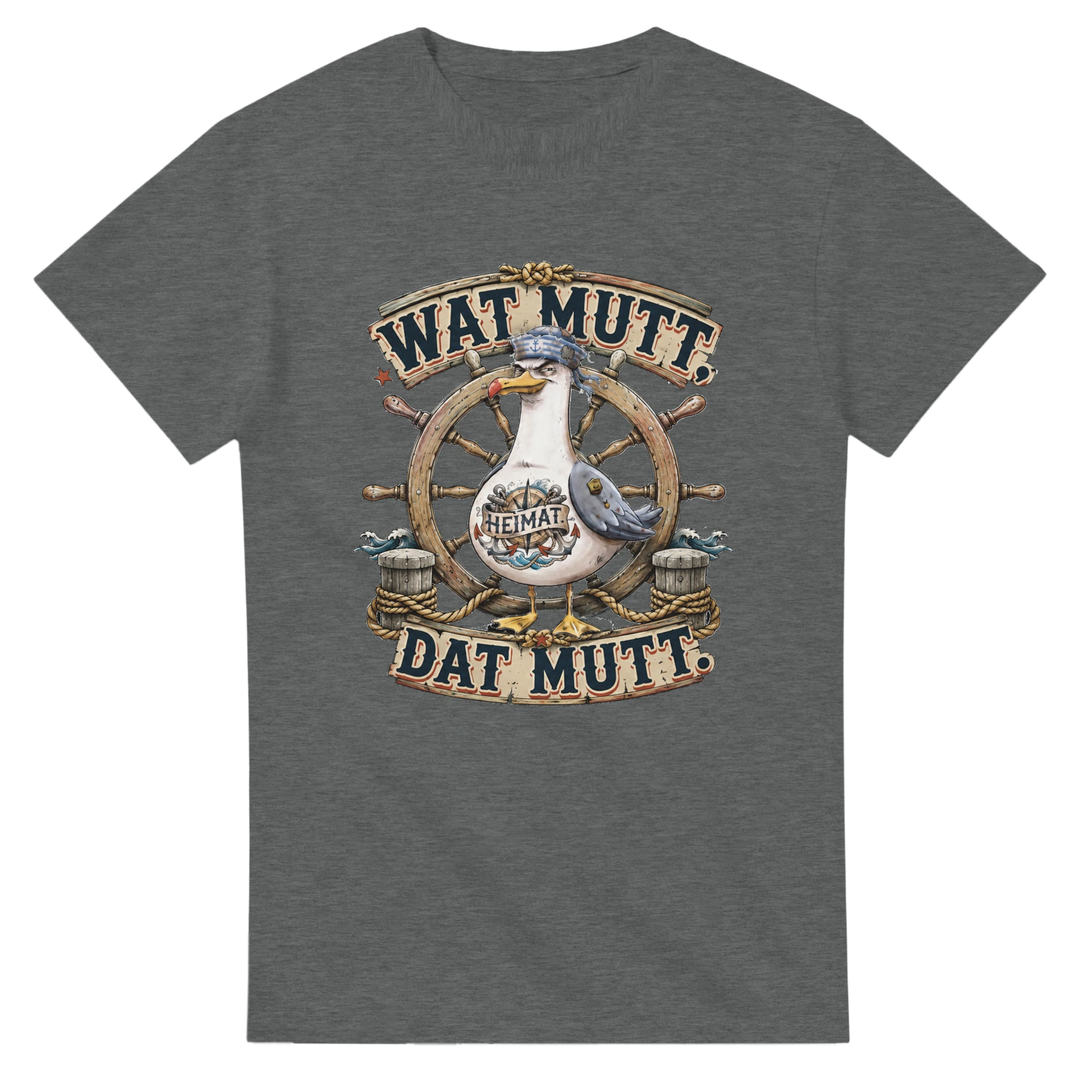 T-Shirt in Natur mit Motiv „Wat Mutt, Dat Mutt. Möwe“