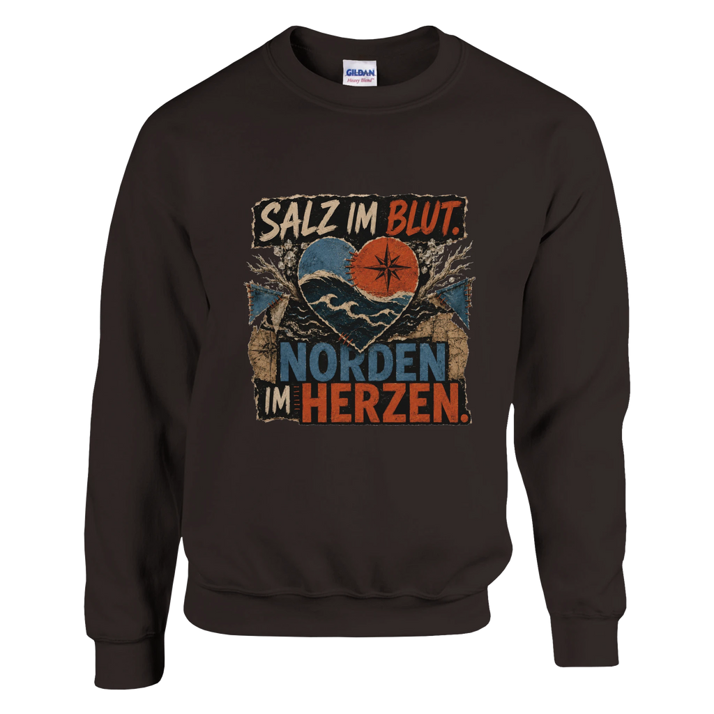 Pullover in Hellrosa mit Motiv „Salz im Blut. Norden im Herzen.“