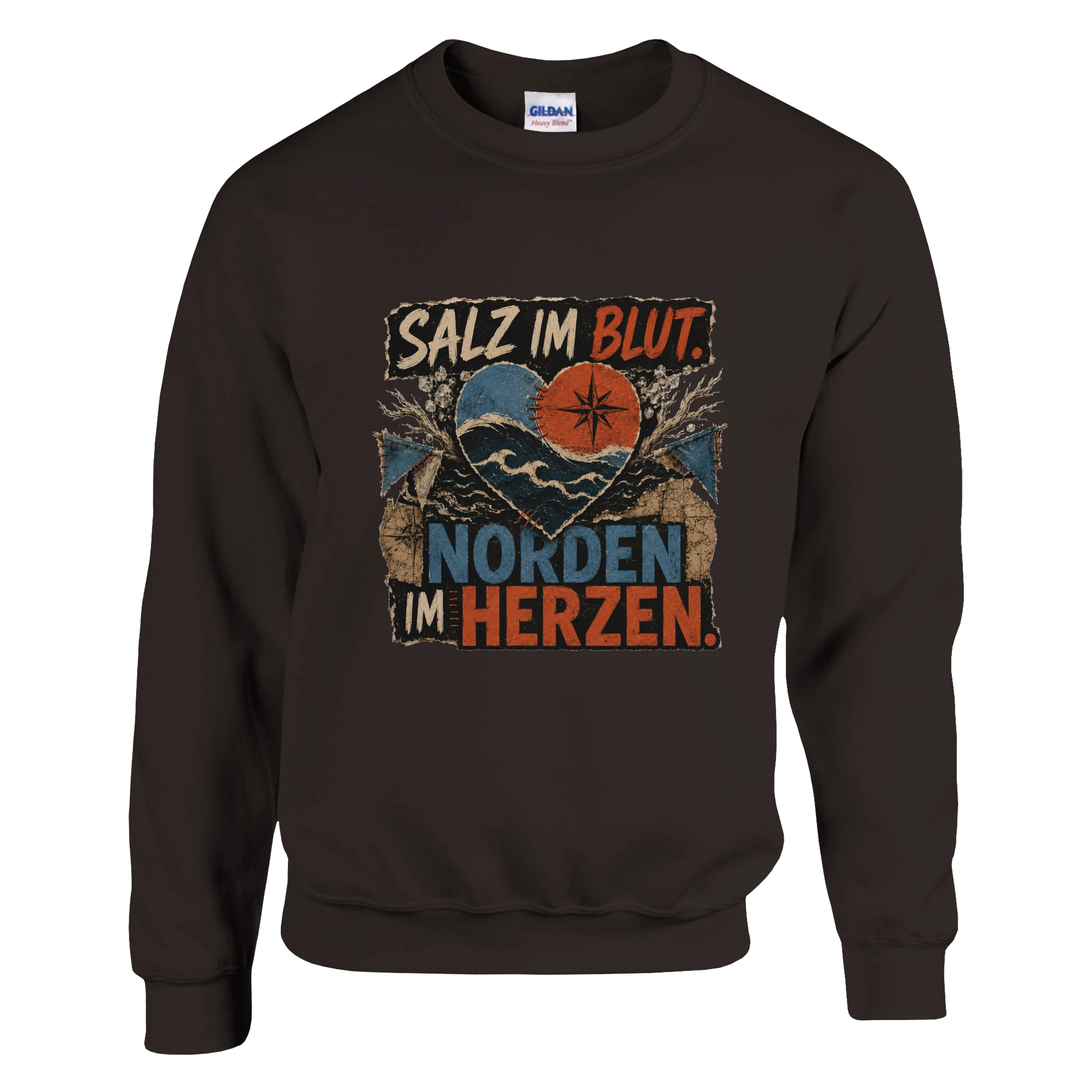 Pullover in Hellrosa mit Motiv „Salz im Blut. Norden im Herzen.“