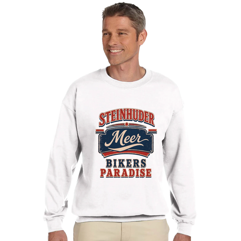 Pullover in Aschgrau mit Motiv „Bikers Paradise“