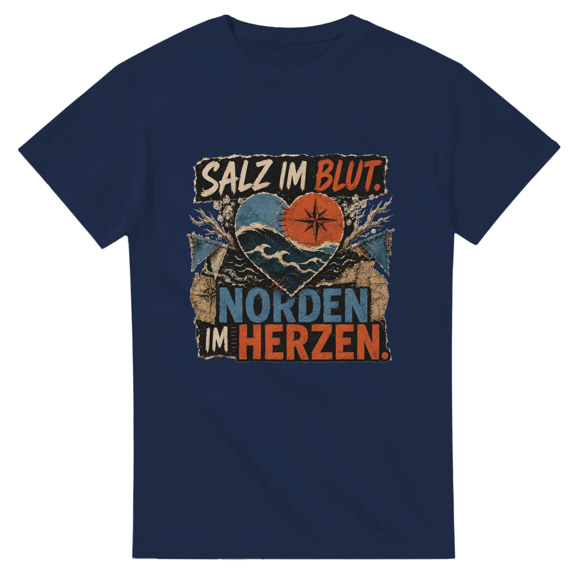 T-Shirt in Weiß mit Motiv „Salz im Blut Norden im Herzen“