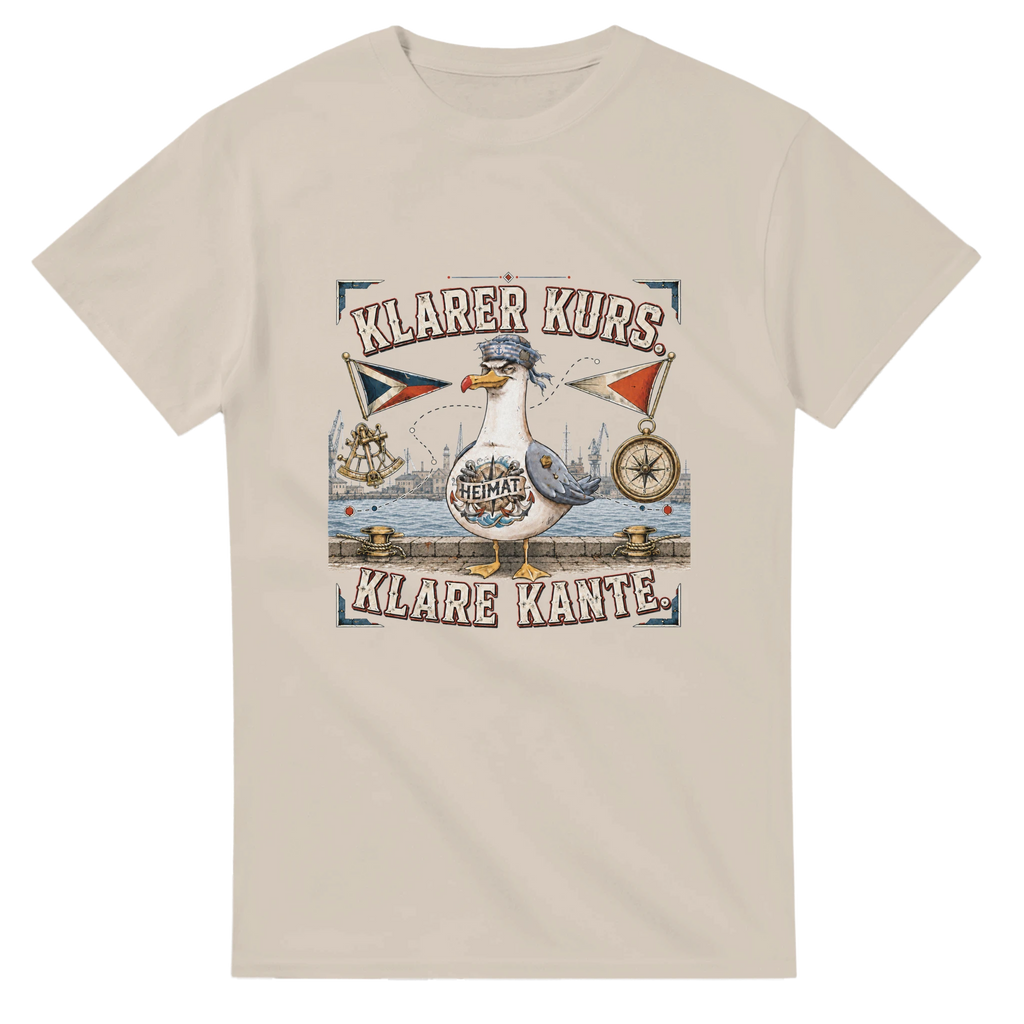 T-Shirt in Weiß mit Motiv „Klarer Kurs. Klare Kante. Möwe“