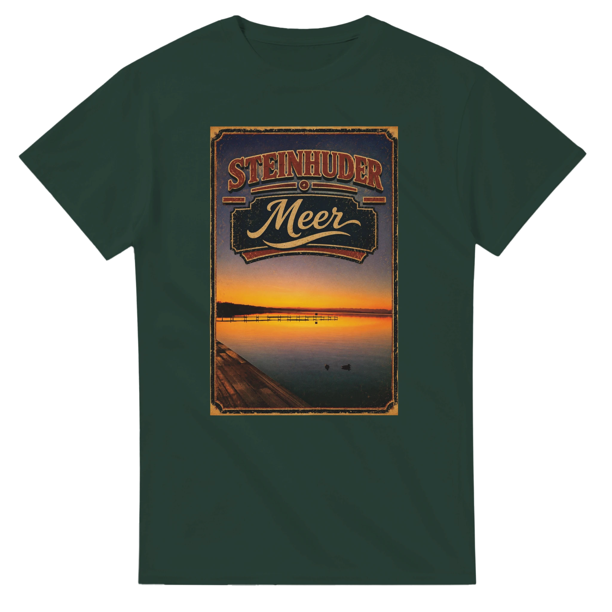 T-Shirt in Natur mit Motiv „Steg an der Planke“