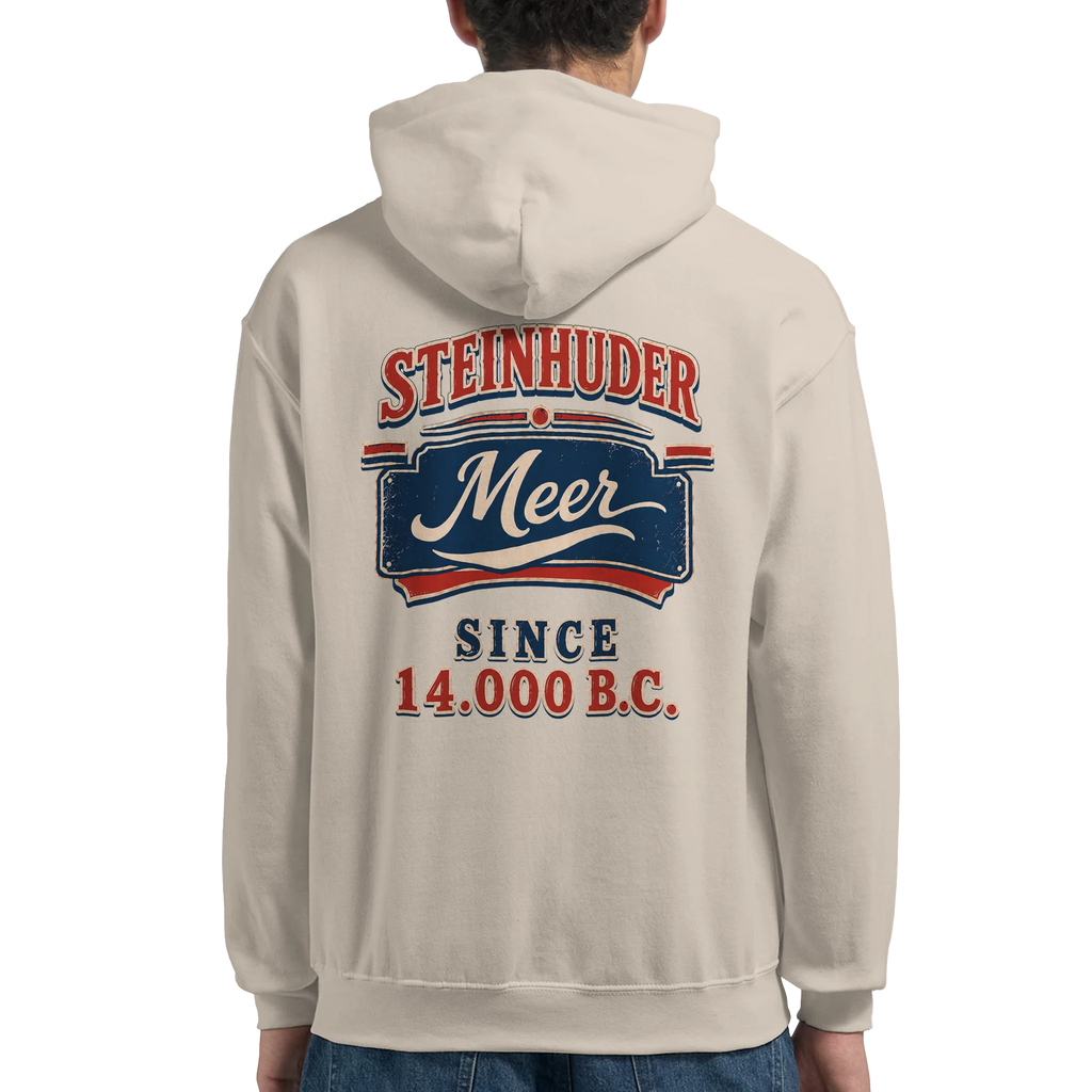 Hoodie in Weiß mit Motiv „Since 14.000 B.C.“