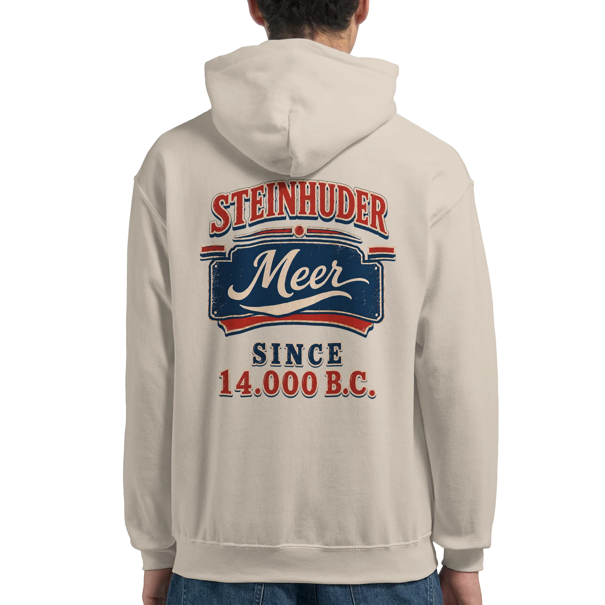 Hoodie in Weiß mit Motiv „Since 14.000 B.C.“