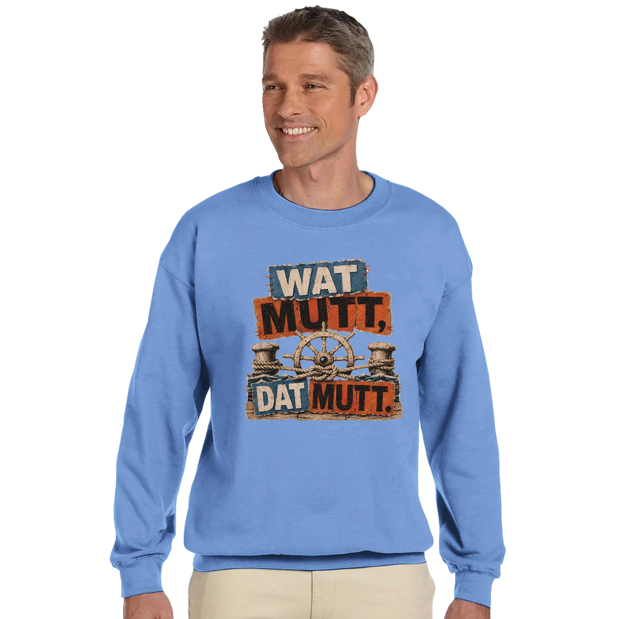 Pullover in Hellrosa mit Motiv „Wat Mutt, Dat Mutt.“