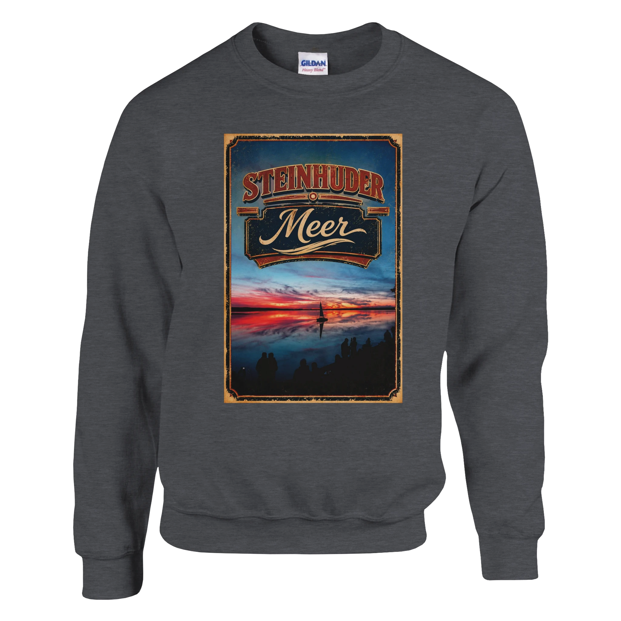 Pullover in Weiß mit Motiv „Sunset und Segler am Wilhelmstein – Steinhuder Meer“