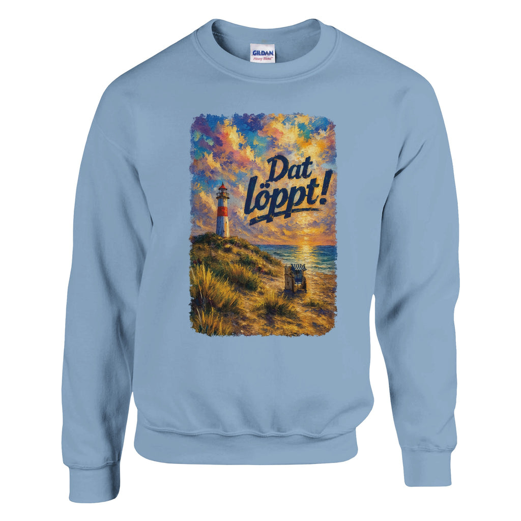 Pullover in Weiß mit Motiv „Dat Löppt! Typisch Norddeutsch“