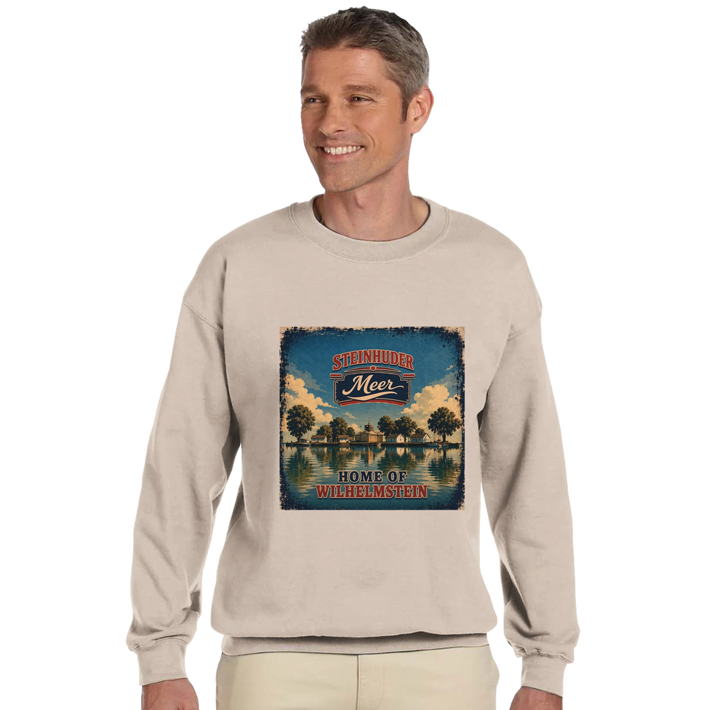 Pullover in Aschgrau mit Motiv „Insel Wilhelmstein“