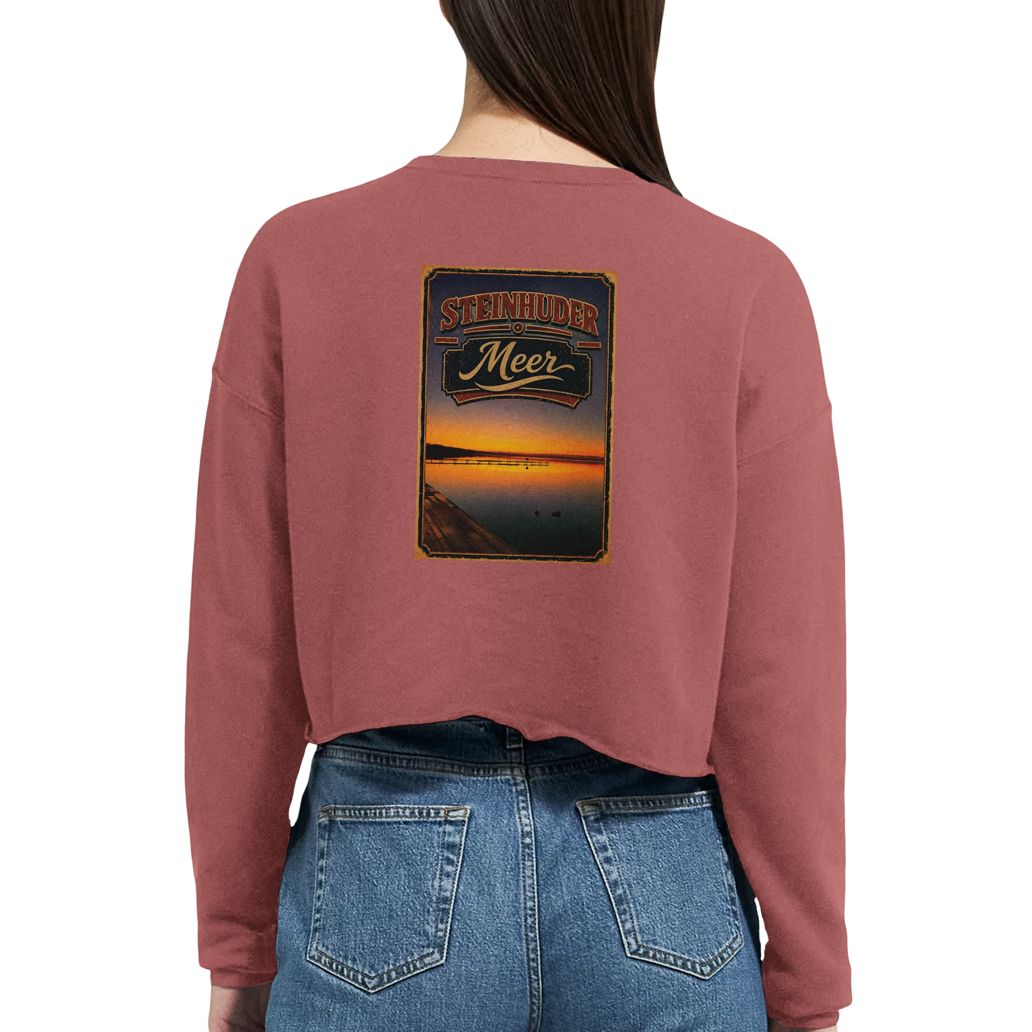 Damen-Pullover in Mauve mit Motiv „Steg an der Planke“