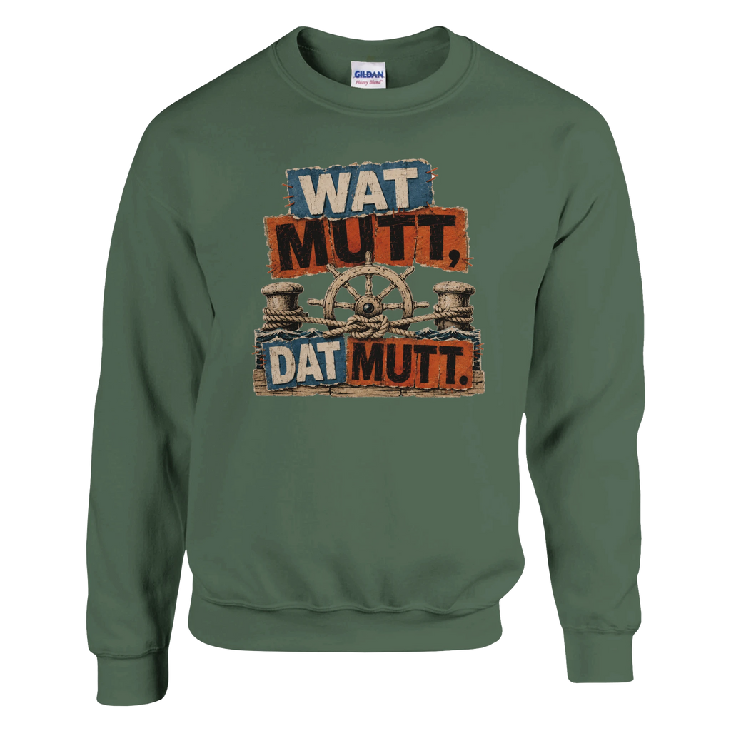 Pullover in Weiß mit Motiv „Wat Mutt, Dat Mutt.“