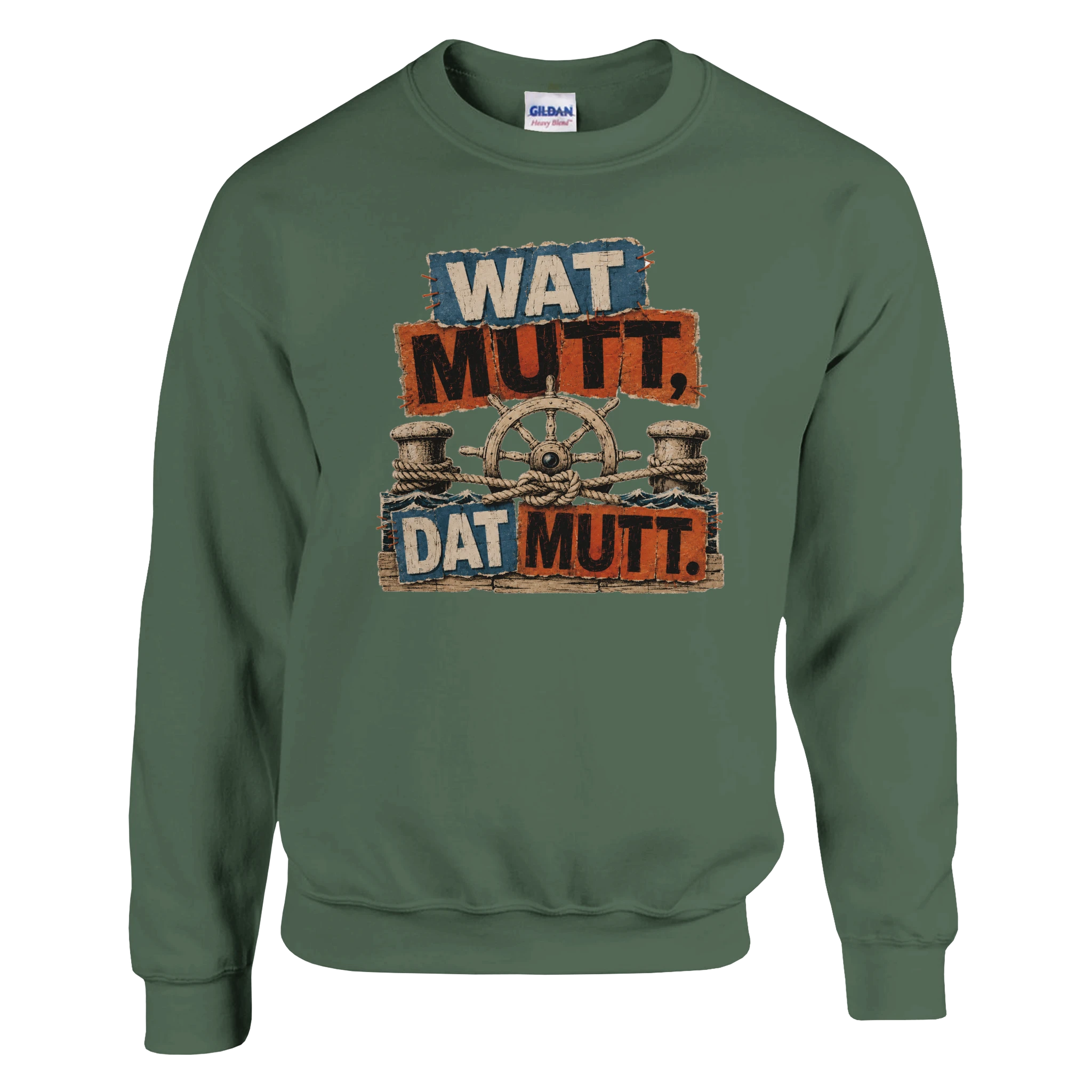 Pullover in Weiß mit Motiv „Wat Mutt, Dat Mutt.“