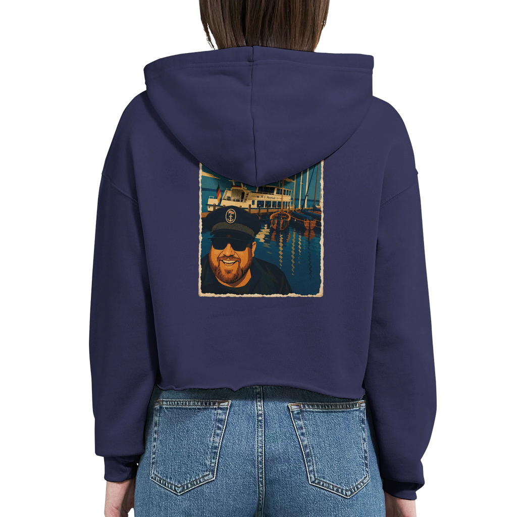 Damen-Hoodie in Pfirsich mit Motiv „Kapitän an Bord“