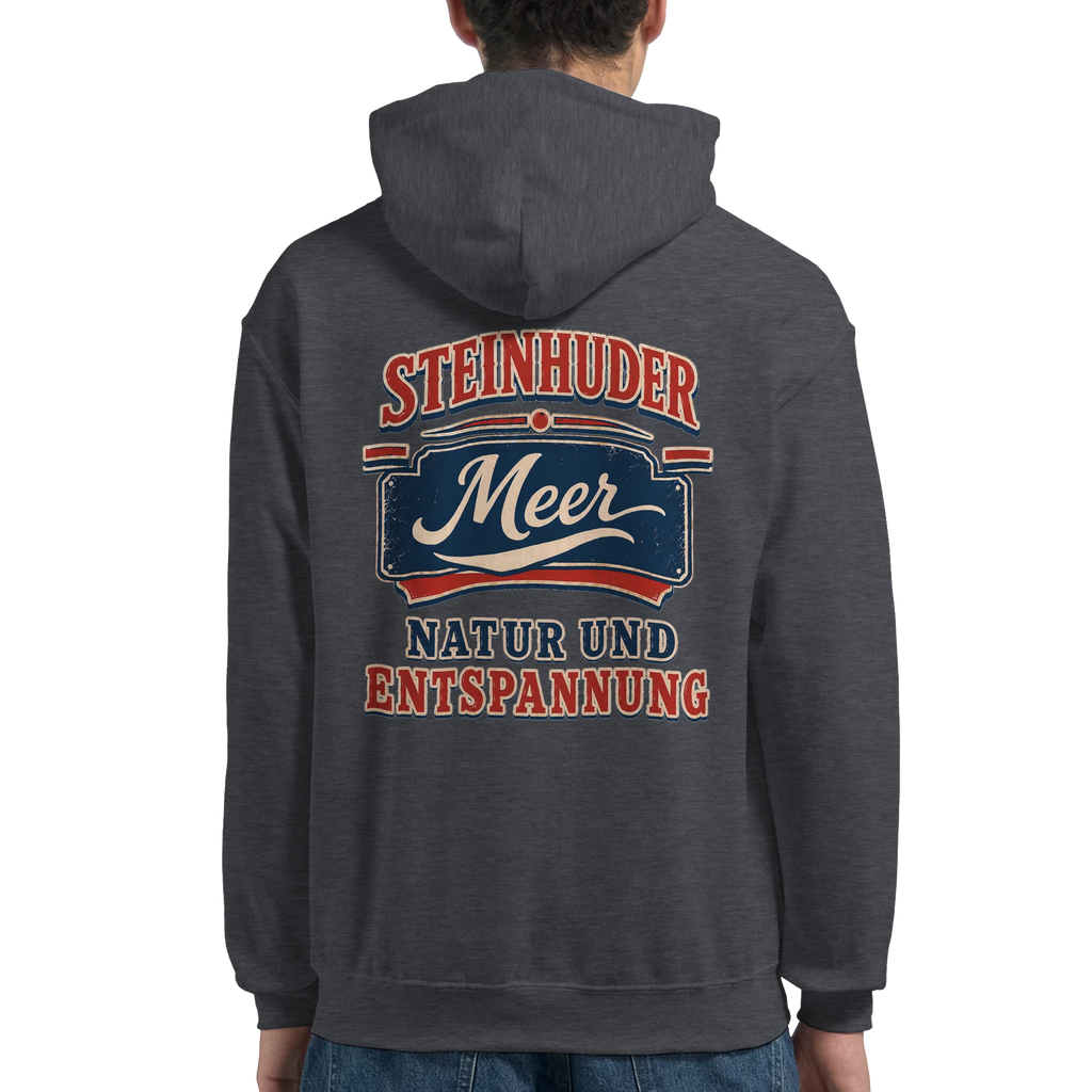 Hoodie in Weiß mit Motiv „Natur und Entspannung am Steinhuder Meer“